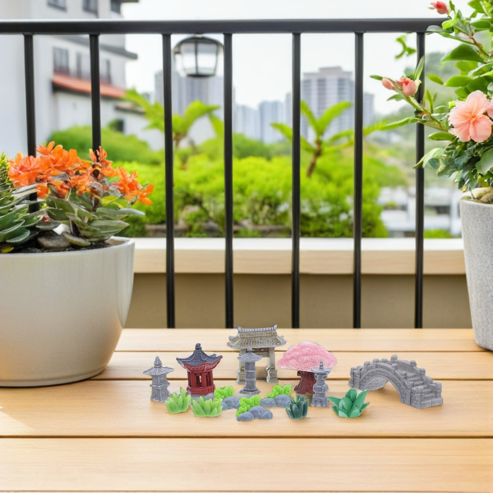 Bonsai Garden For Desk - 1Set Resin Miniature Landscape Decoration Realistic