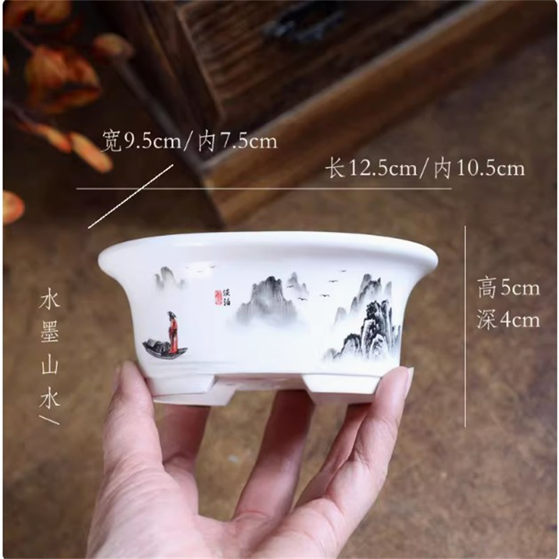 Porcelain White Oval Bonsai Po - Bonsai Garden Chinese Garden review and price