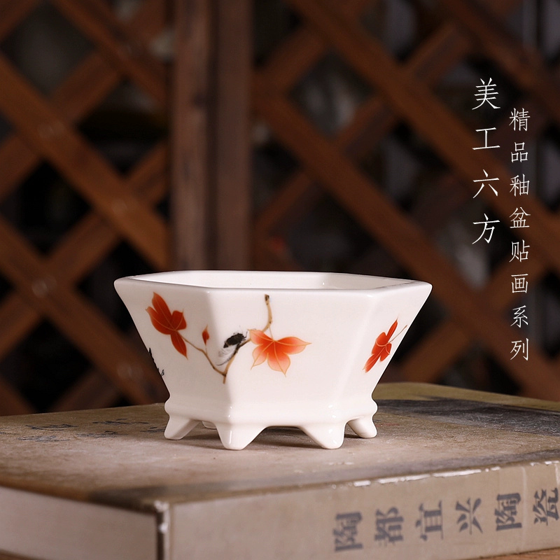 Porcelain Hexagon Bonsai Pot,S - Bonsai Garden Chinese Garden review and price