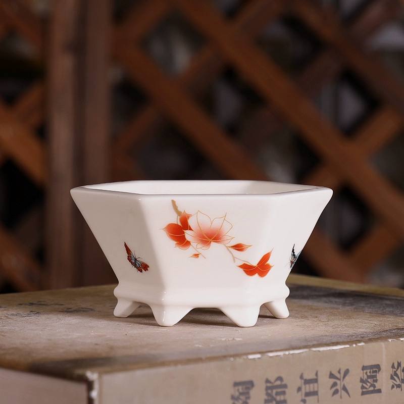 Porcelain Hexagon Bonsai Pot,S - Bonsai Garden Chinese Garden review and price